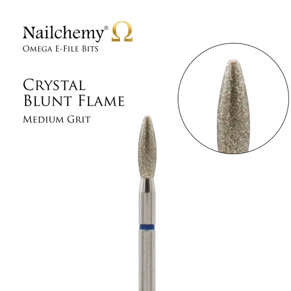 Crystal Blunt Flame Bit - Medium  (Blue Band) - Diamond E-File Bit - Nailchemy
