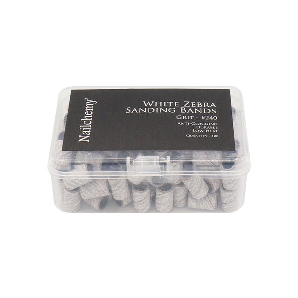 Nailchemy White Zebra Sanding Bands – For Standard Mandrel Bit